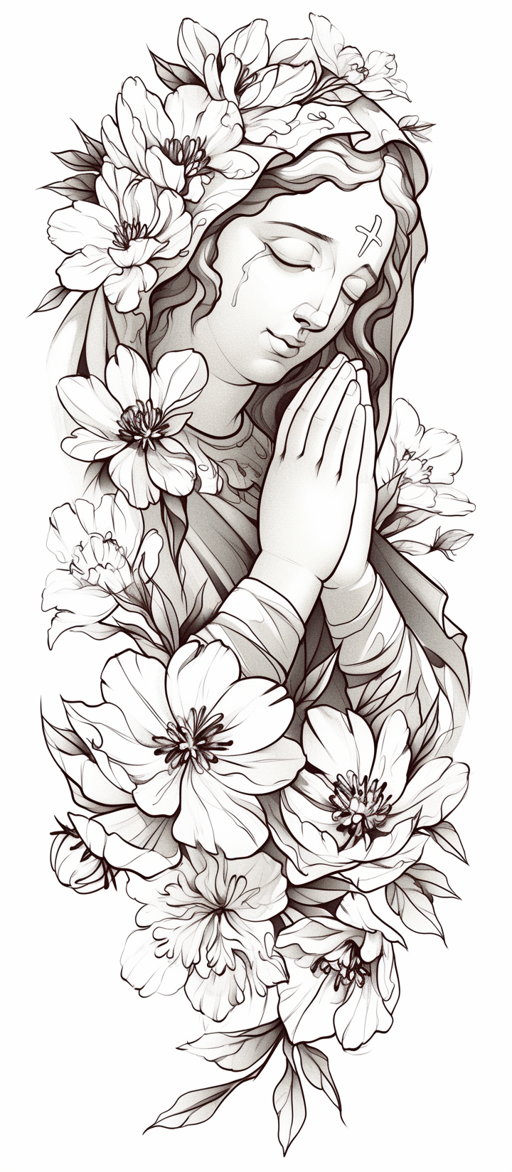Praying Madonna with Floral Adornments
