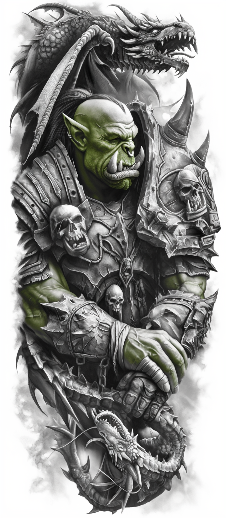 Orc Warrior & Dragon Fantasy Sleeve
