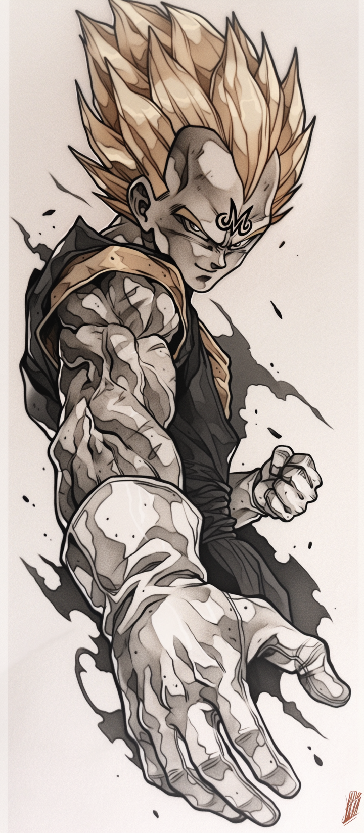 Majin Vegeta Super Saiyan 2 Anime Style