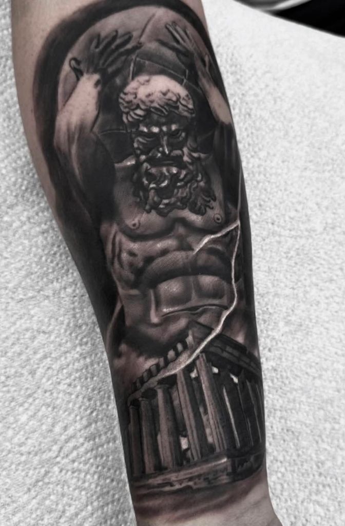 Mythological Atlas & Parthenon Forearm Sleeve